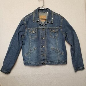 LEVI'S TRUCKER Button-Up Denim Blue Jacket - Youth Size XL‎ 16/18 With Stretch